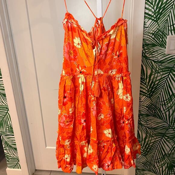 Z&L Europe Red Floral Tiered Mini Summer Dress Small NWOT - Picture 2 of 8